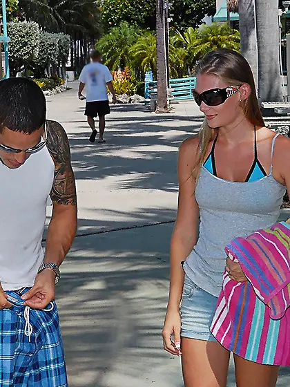 Stunning young chick in a bikini is ready for some nasty anal se