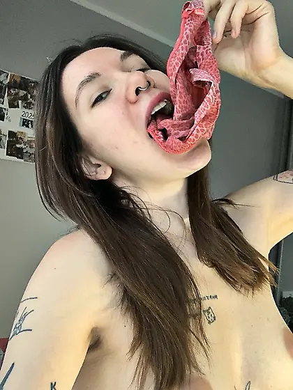 Panties in her mouth