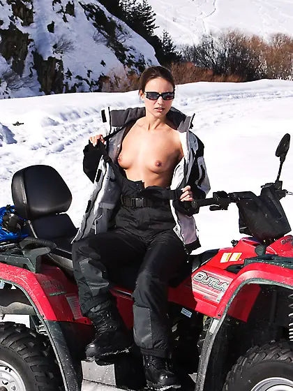 Small titty babe Claudia Rossi loves skiing and group sex with t