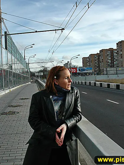 Teen blonde street pissing