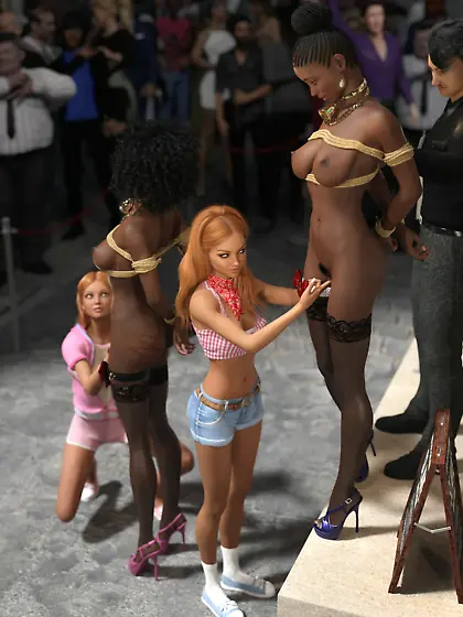 Penelope checking her new black slave girl