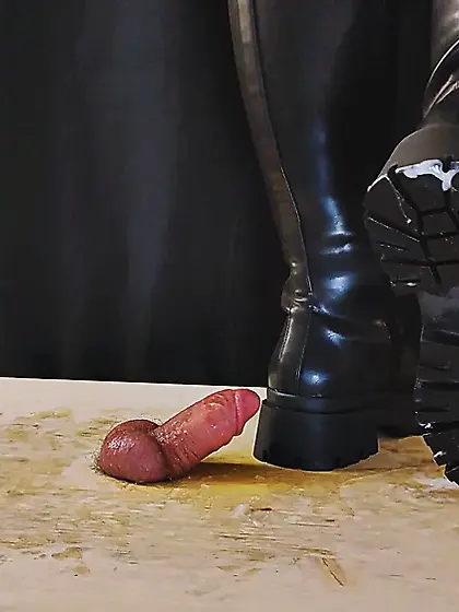 Military Mistress High Combat Leather Boots Cock Crush