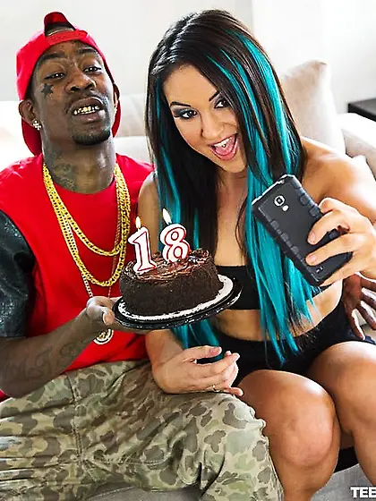 Pretty brunette pierced tongue