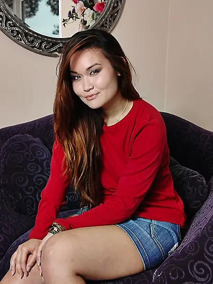 Cute hottie takes red