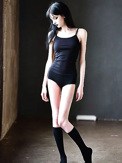 Slim emo goth teen girl