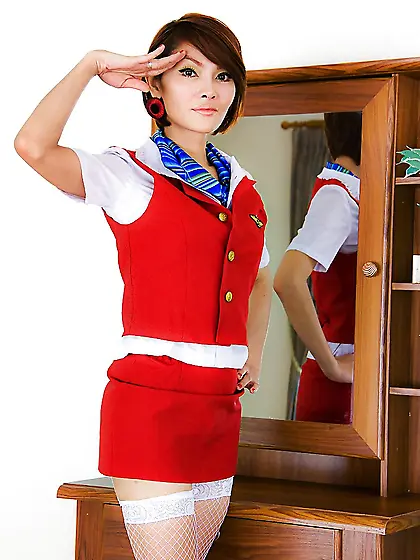Uniform gorgeous shemale