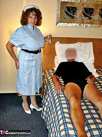 Large breasted nurse shows