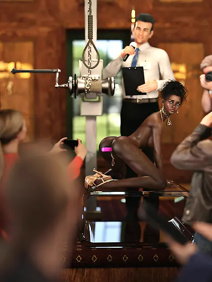 Black slave girl performing at the slave auction