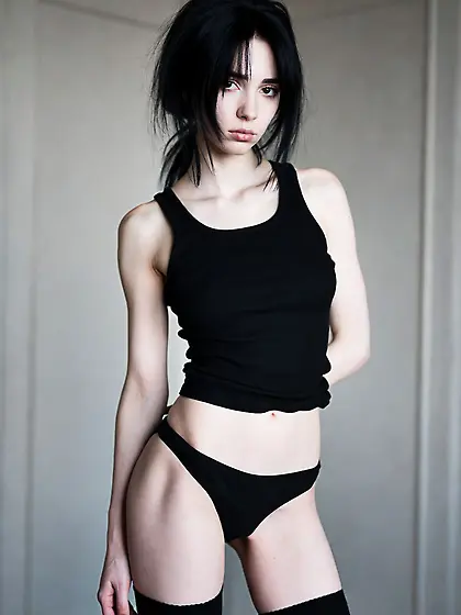 Slim emo goth teen girl