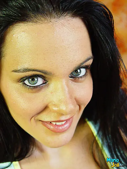 Brunette babe Natasha Nice licks nipples and also wanks the grow