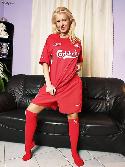 Blonde cute Alexa Weix loves soccer and this time she is wearing