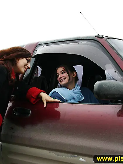 Teen brunettes pissing outdoor and watersports