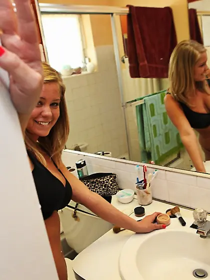 Busty teeny with tasty-looking body gets her ass covered with cu