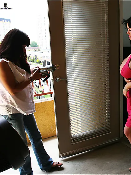 Glamorous brunette red dress