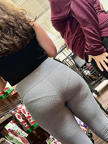 Candid PAWG shopping with mom insane ass and VPL