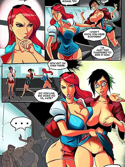 Red-headed bitch fucking brunette