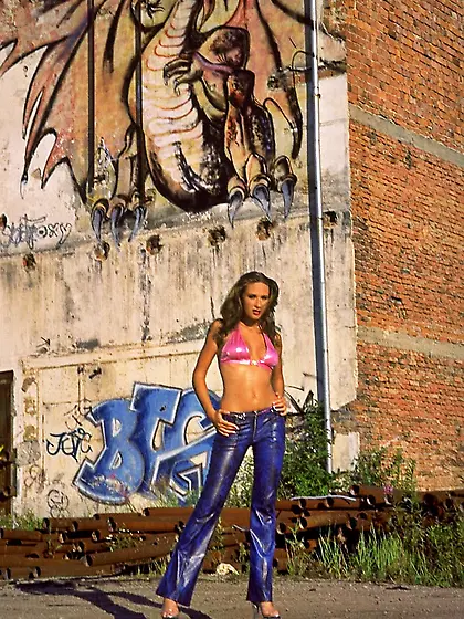 Busty blonde babe Roxy Carter strips outdoors and shows us her t