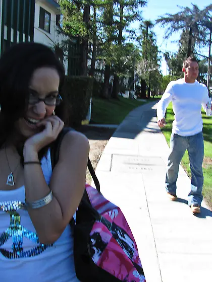 Slutty babe with glasses gets her tight pussy destroyed in this