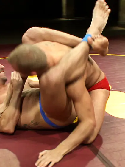 Slim built guys wrestle