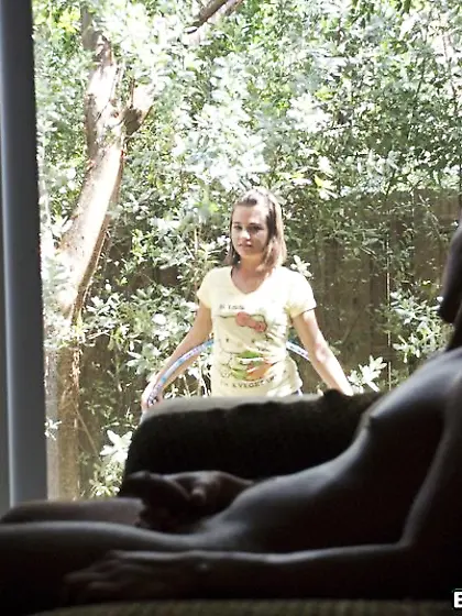 Creepy stalker-ish teen ends up sucking his massive cock and fuc