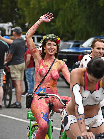 Festival nude cyclist