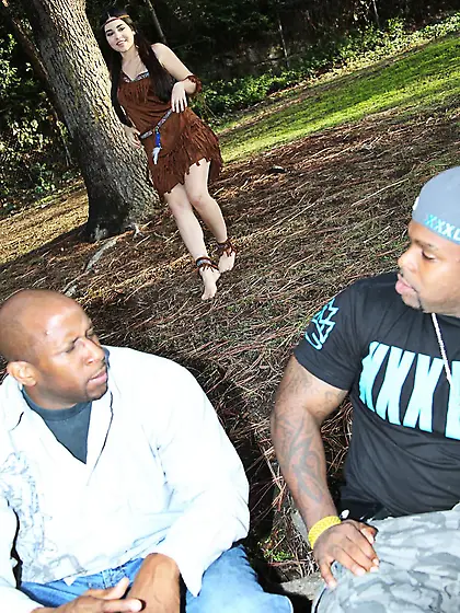 Hard black members are penetrating mouth and anal hole of very e