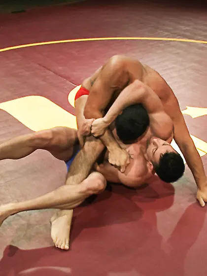 Hot sweaty wrestling match