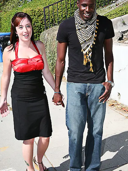 Black penis is too big for this pale pussy but it's too late for