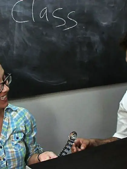 Big tits teacher plays