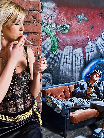 Good looking blonde Donna Bell getting hardcore fucked by drunk