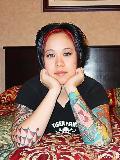 Beautiful asian learns art