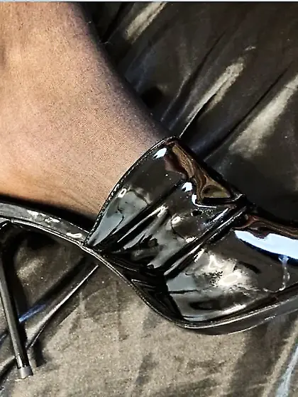 Cum on Black High Heel Mules