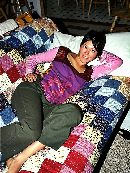 Beautiful oriental love has hairy armpits and snatch to be seen