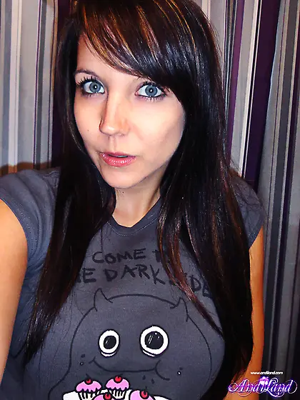 Purple bra brunette blue