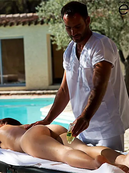 Erotic outdoor massage pussy