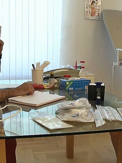 Guy cannot stop sucking on her tits while examining her puss