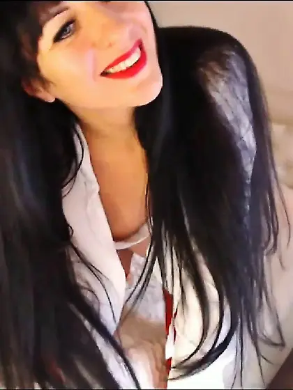 MLady White Shirt Red Stockings Red Dress Leopard