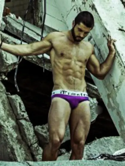 Brunette daniel perform close