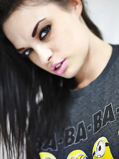 Young hot girl leaves