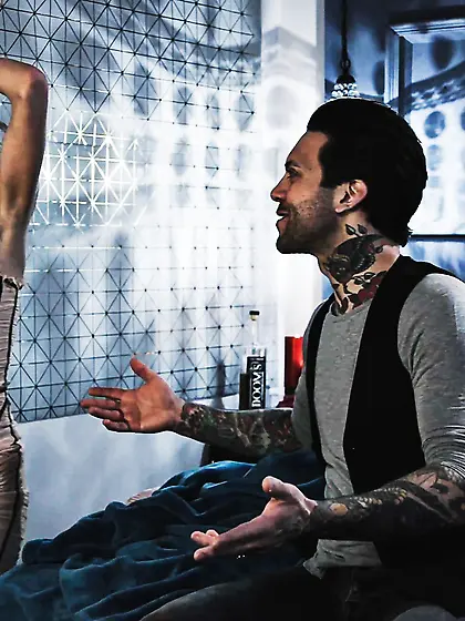 Aiden Ashley deepthroats thick dick and gets fucked hard