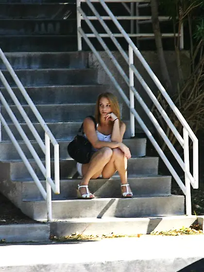 Chubby blonde black lingerie