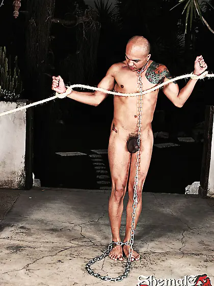 Hardcore shemale sex with a slave