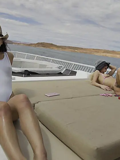 Brunette boat threesome