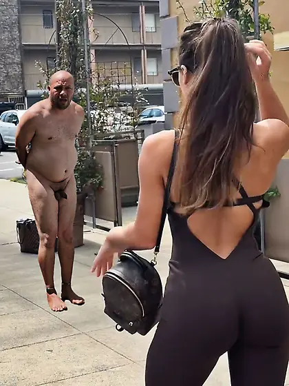 Tied nude humillant public cfnm