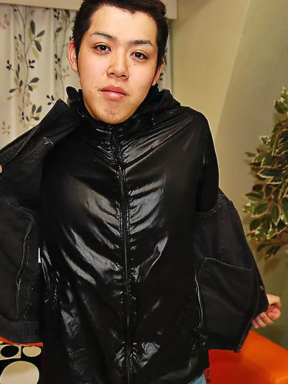 Young asian stud stroking