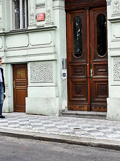 Horny senior collecting rent