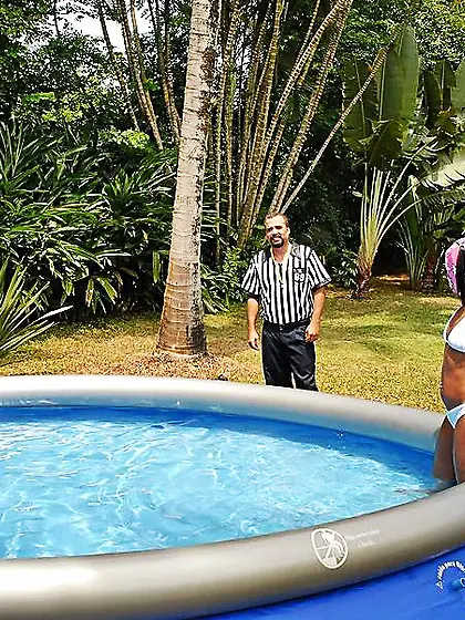 Luchador brunette goes over clean and gets fucked by a hung stud