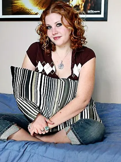 Brunette Cherry Poppens wearing purple undies getting her hairy