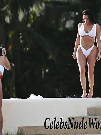 Kim Kardashian Wet T Shirt And Bikini On A Beach In Mexico