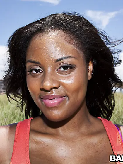 Cute ebony Alia Starr shows her saggy tits and spreads her cunt